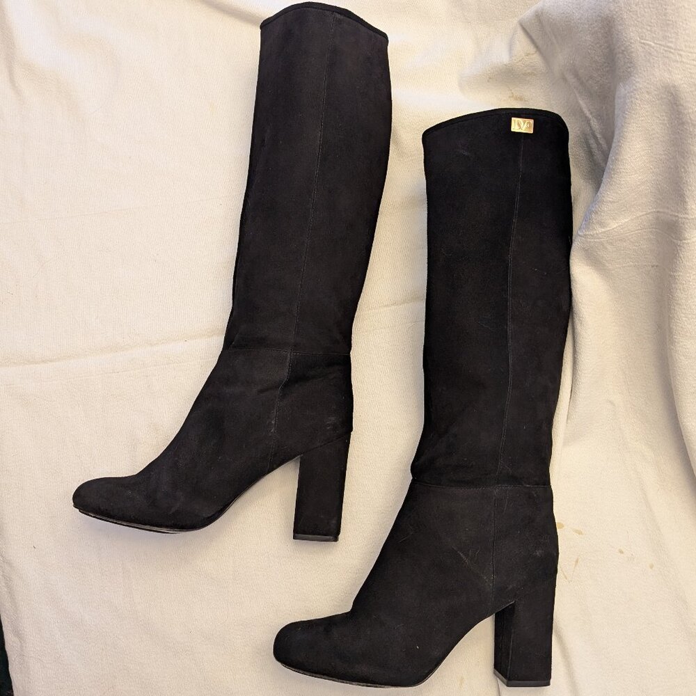 Diane Von Furstenberg Black Suede Heeled Boots
